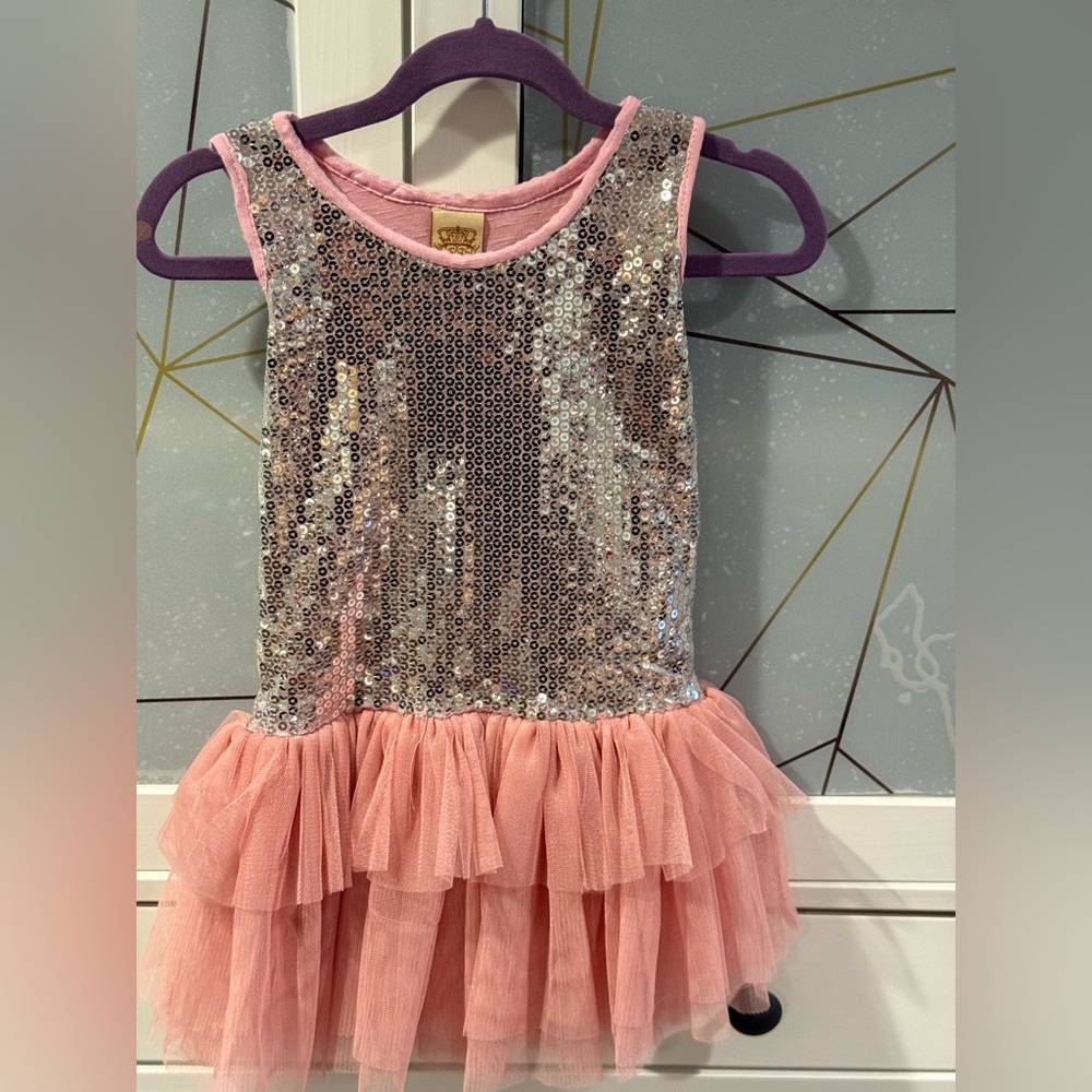 Mia Belle Baby Couture Pink Sequin Tulle Party Dress Toddler Girl 3T